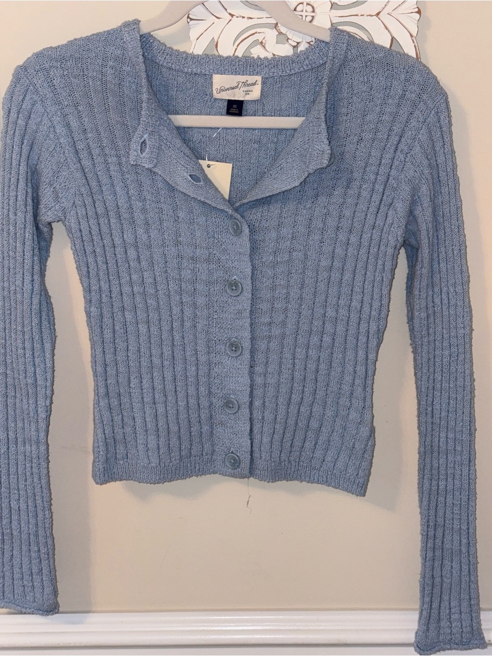 Universal Thread Light Blue Ribbed Button-Front Cardigan - Picture 9 of 12